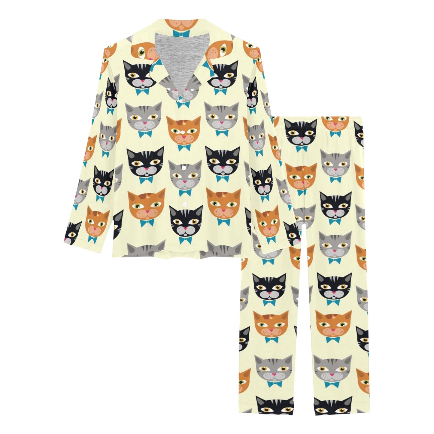 Cat Pattern Print Design 05 Women's Long Pajama Set