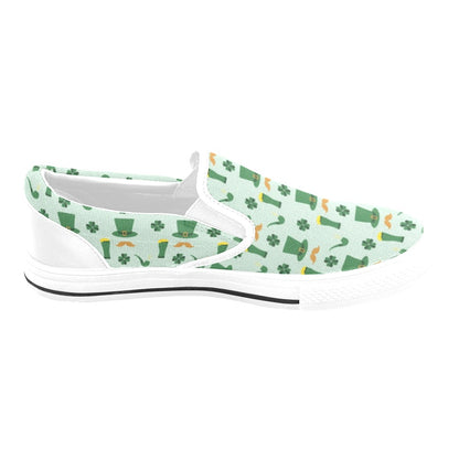 St Patricks Day Print Design LKS304 White Slip Ons Canvas Women's Shoes