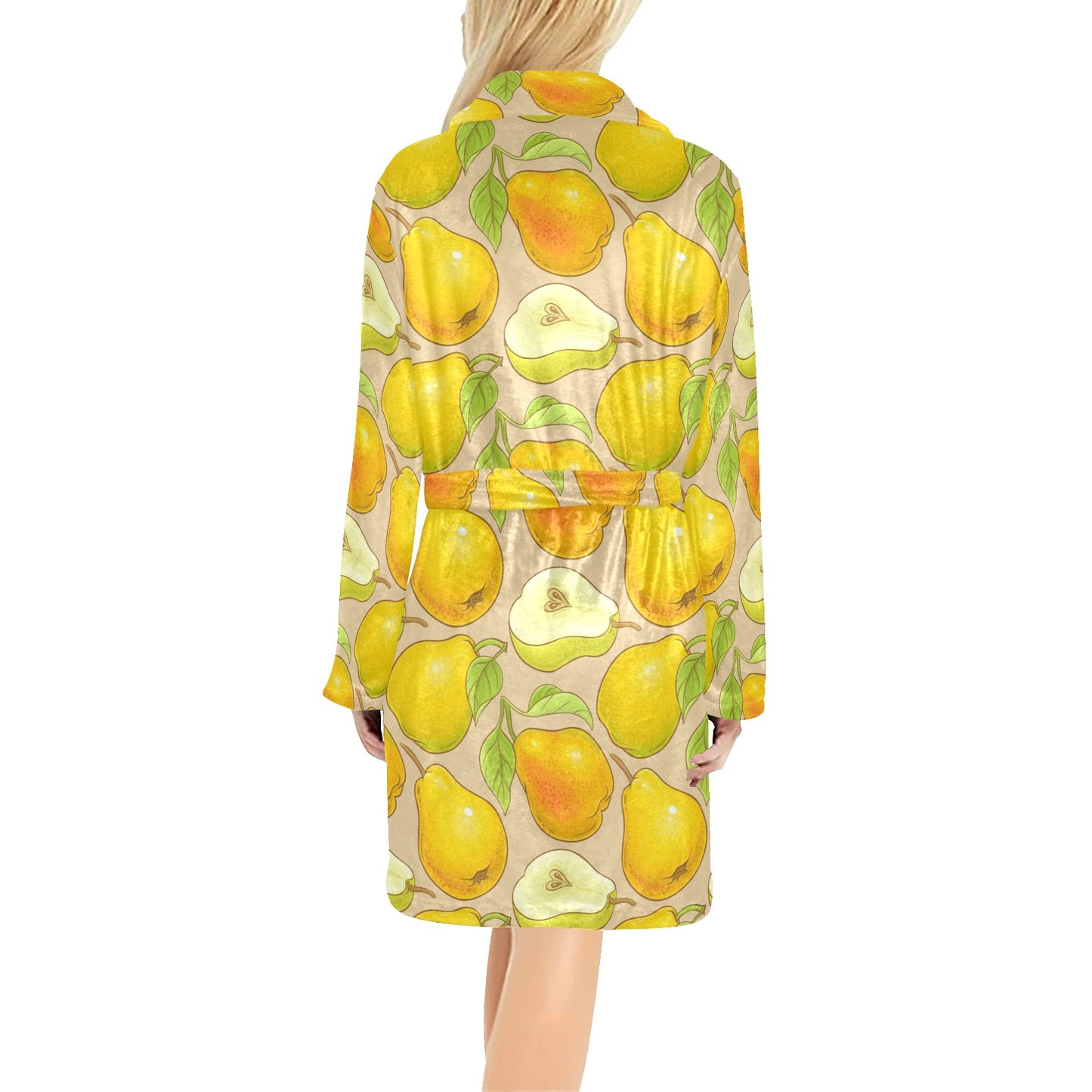 Pear Pattern Print Design PE05 Women's Fleece Robe