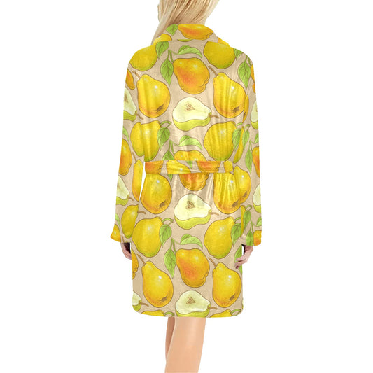 Pear Pattern Print Design PE05 Women's Fleece Robe