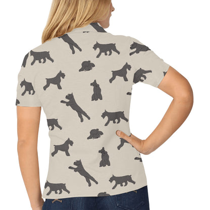 Schnauzers Pattern Print Design A05 Women's Polo Shirt
