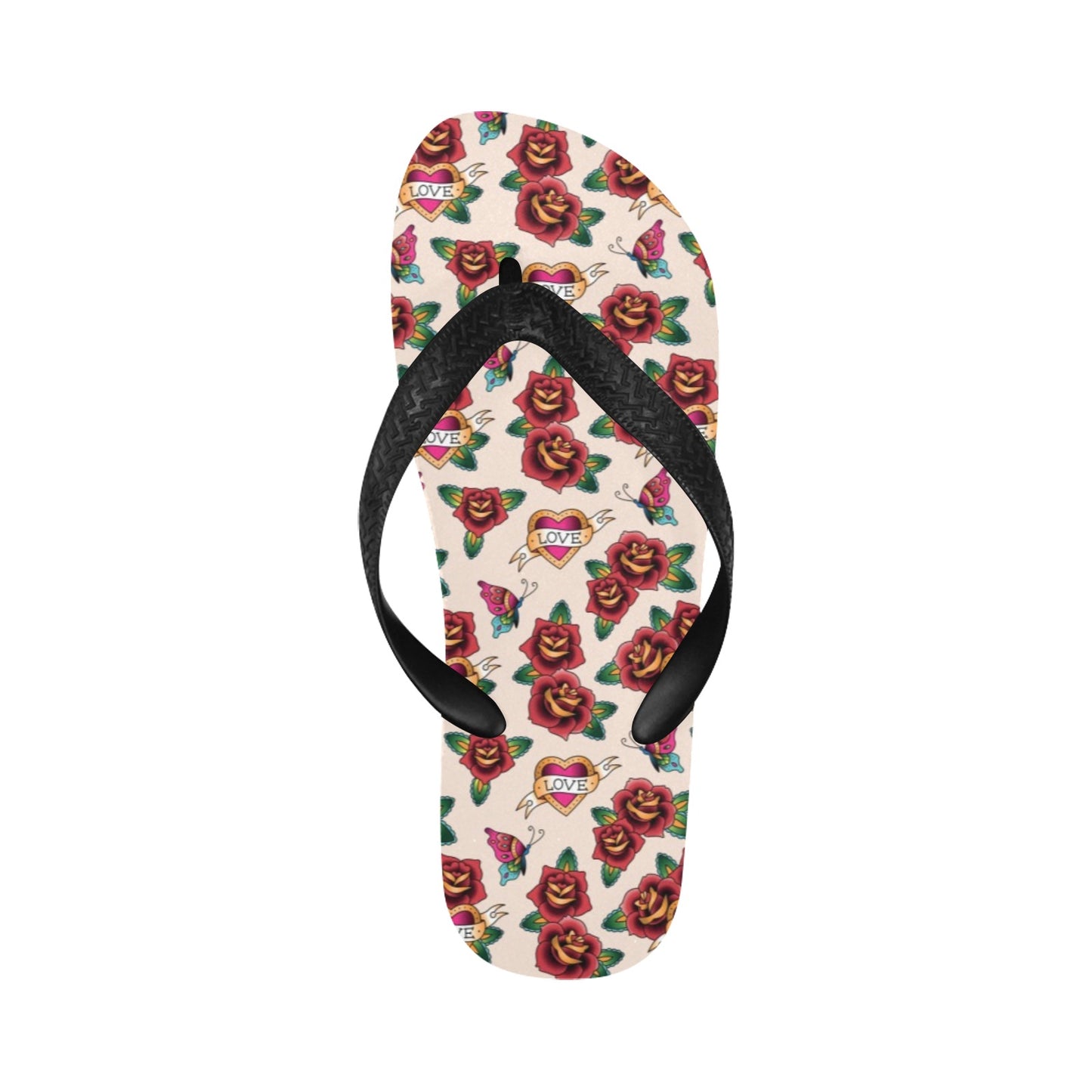 Tattoo Rose Print Design LKS302 Flip Flops