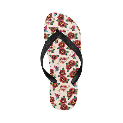 Tattoo Rose Print Design LKS302 Flip Flops