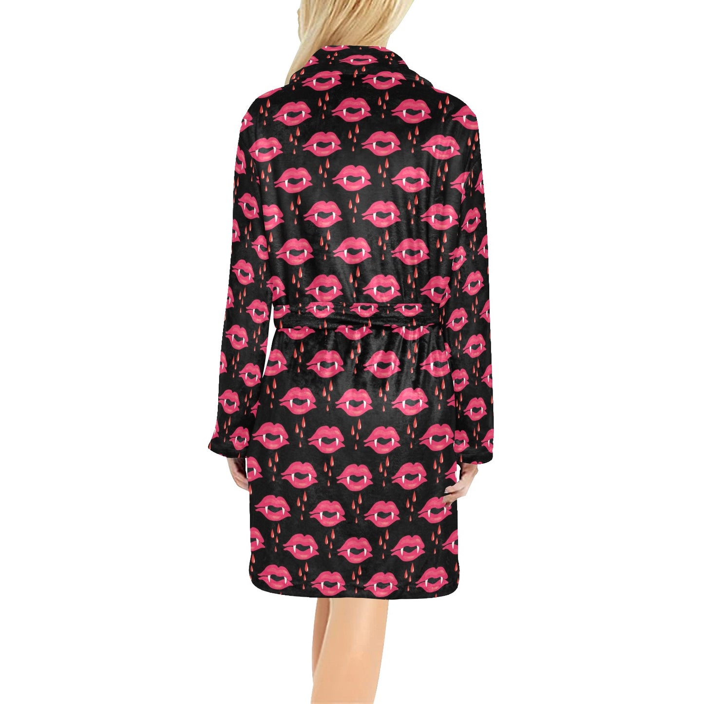Vampire Lips Print Design LKS303 Women's Fleece Robe