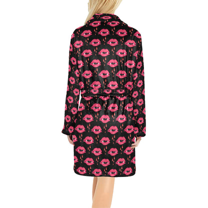 Vampire Lips Print Design LKS303 Women's Fleece Robe