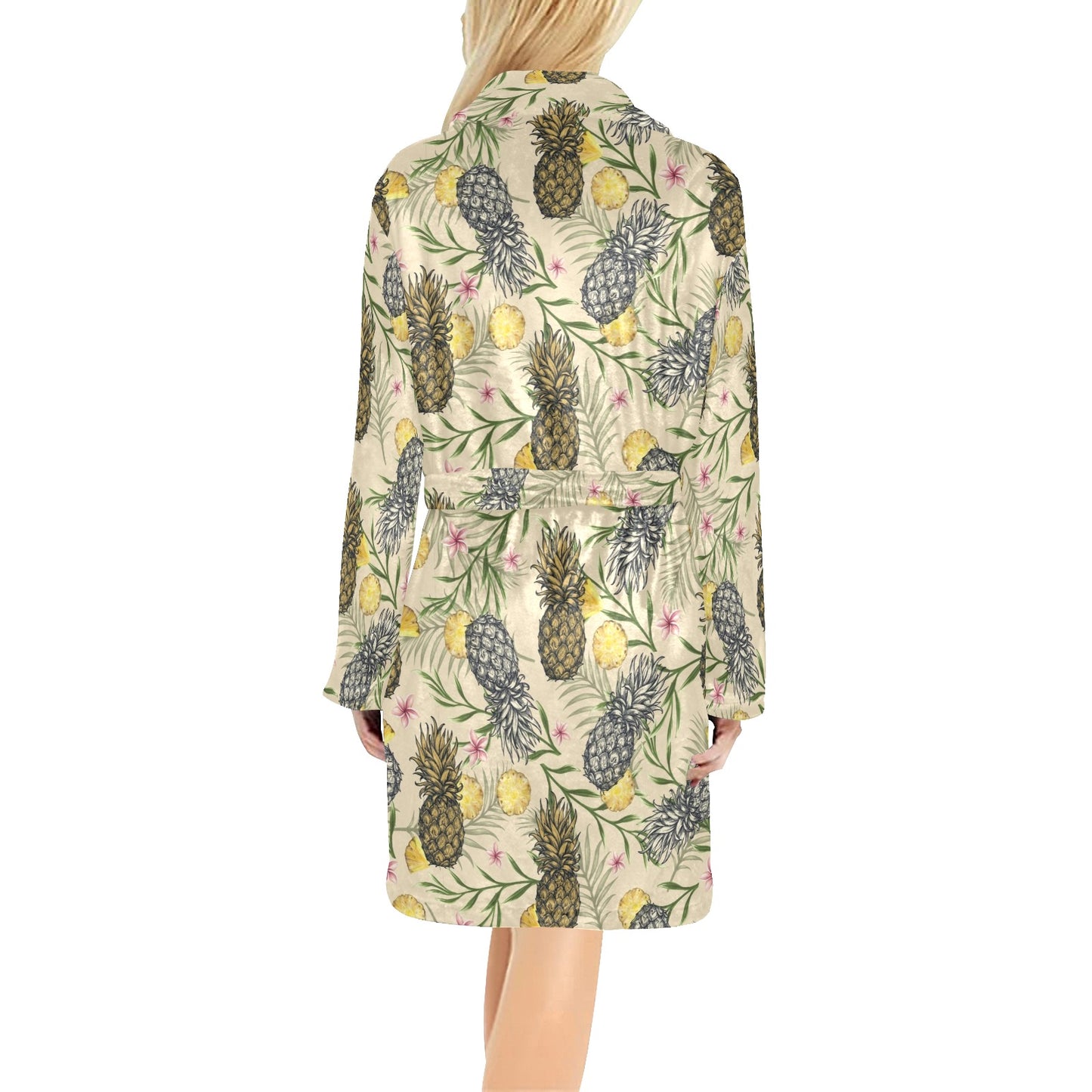 Pineapple Pattern Print Design PP012 Women's Fleece Robe