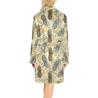 Pineapple Pattern Print Design PP012 Women's Fleece Robe