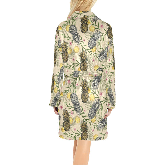 Pineapple Pattern Print Design PP012 Women's Fleece Robe