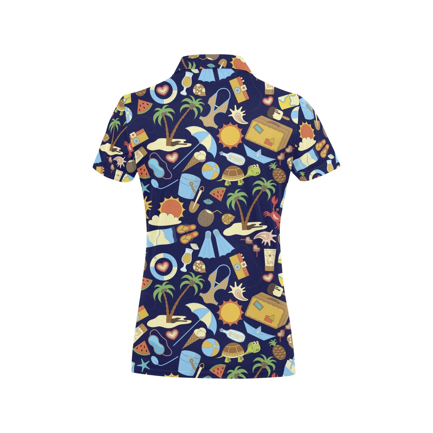 Beach Themed Pattern Print Design 04 Women's Polo Shirt