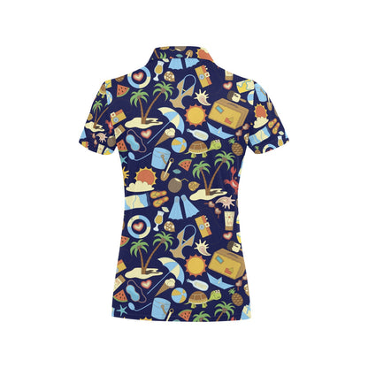 Beach Themed Pattern Print Design 04 Women's Polo Shirt