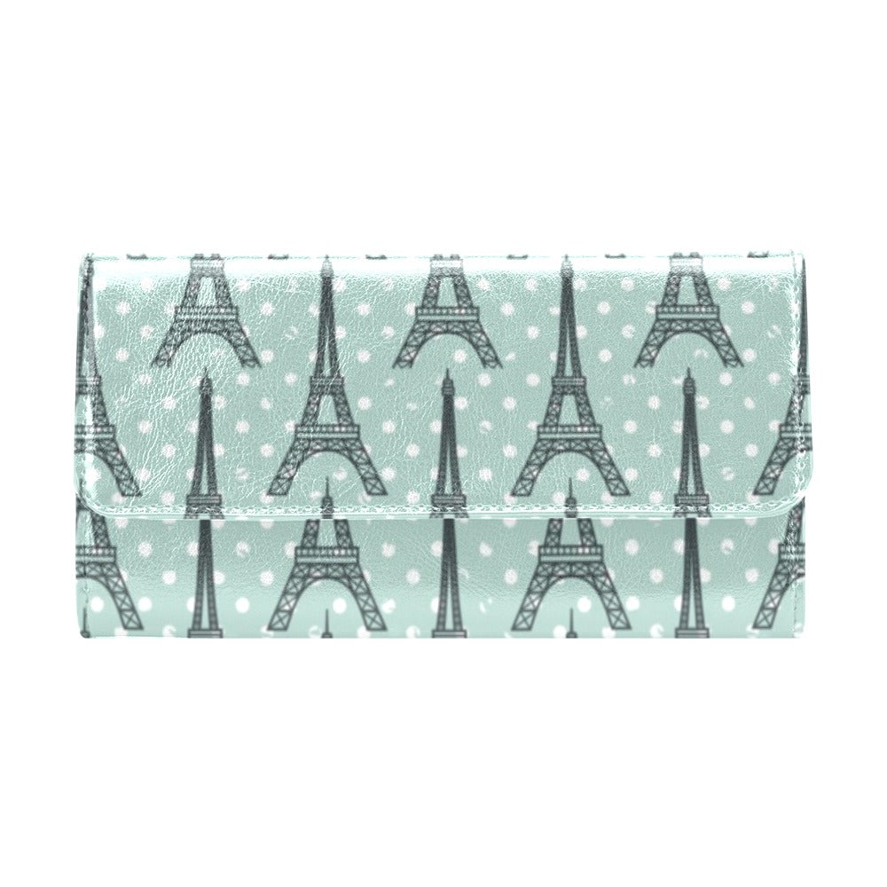 Eiffel Tower Polka Dot Print Women's Trifold Wallet