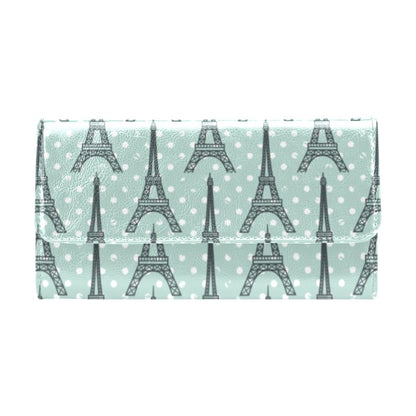 Eiffel Tower Polka Dot Print Women's Trifold Wallet