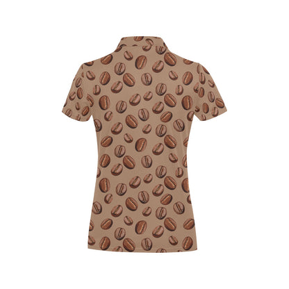 Coffee Pattern Print Design 07 Women's Polo Shirt