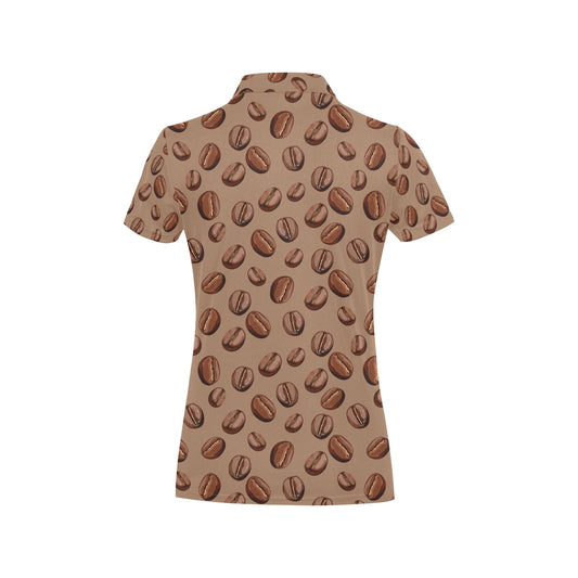 Coffee Pattern Print Design 07 Women's Polo Shirt