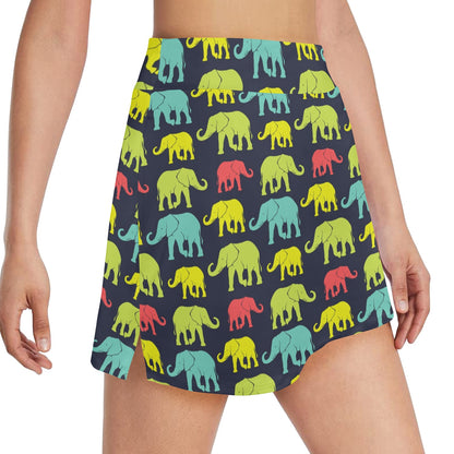 Elephant Neon Color Print Pattern 17" Golf & Pickleball Skort with Pockets