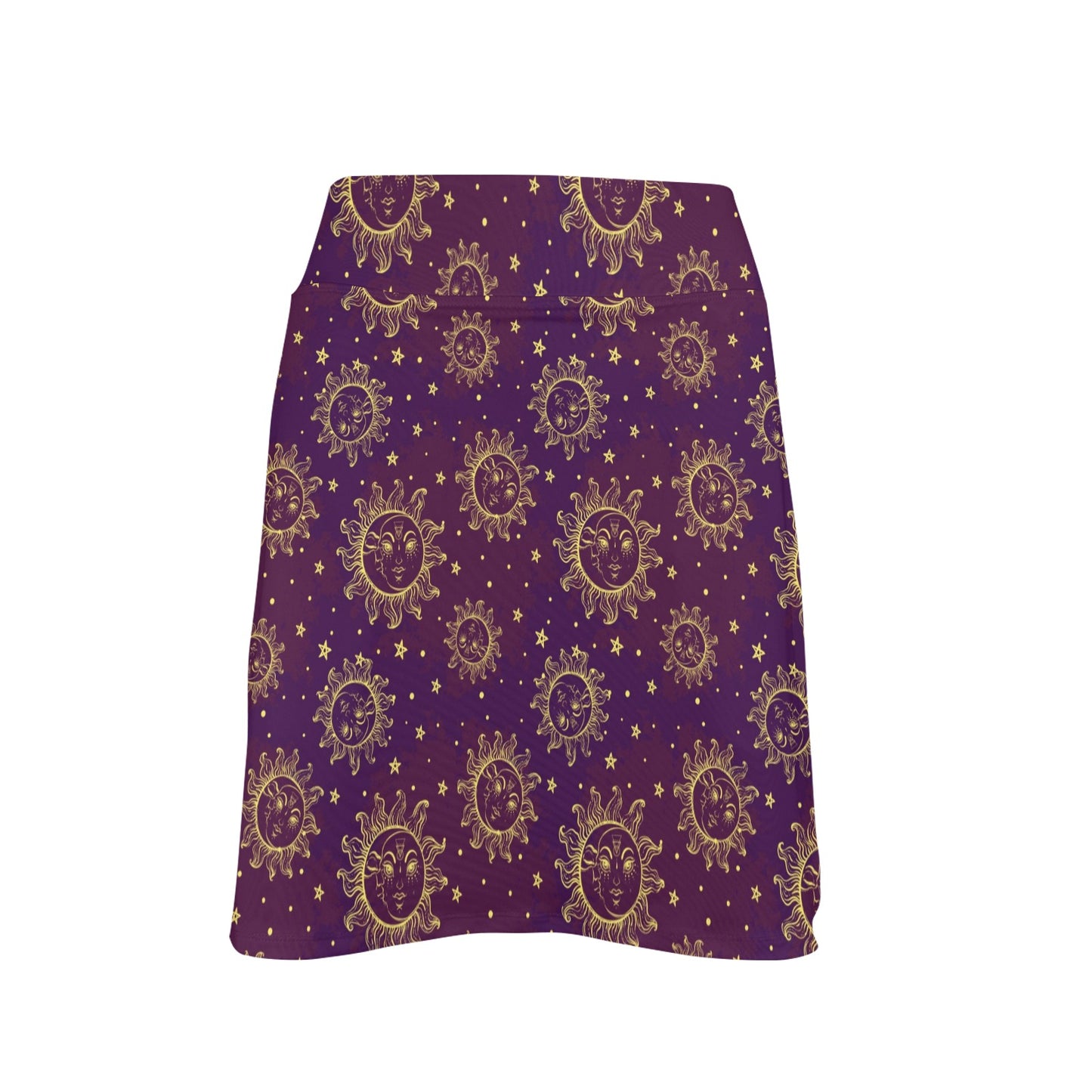 Sun Moon Star Design Themed Print 17" Golf & Pickleball Skort with Pockets