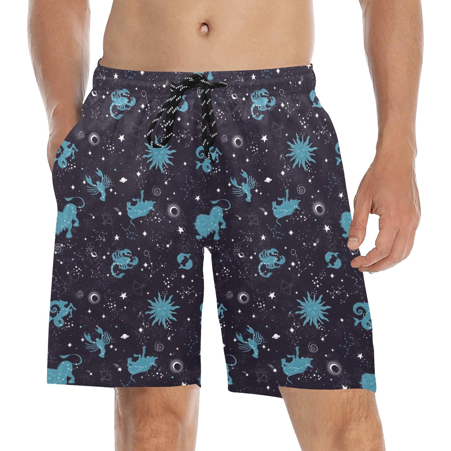 Zodiac Print Design LKS303 Men's Swim Trunks Beach Shorts