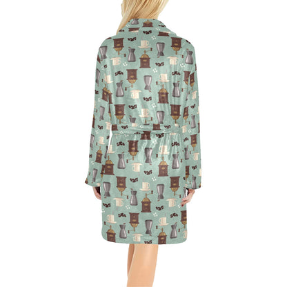 Coffee Pattern Print Design 04 Women's Fleece Robe