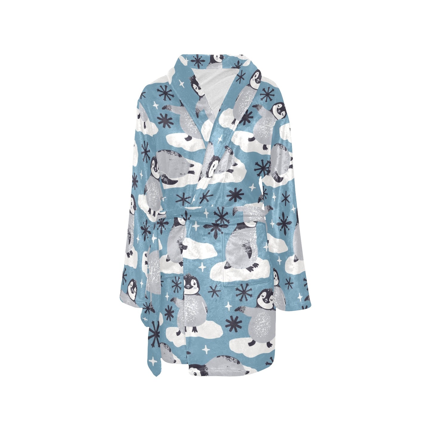 Penguin Pattern Print Design A05 Women's Fleece Robe