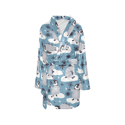 Penguin Pattern Print Design A05 Women's Fleece Robe