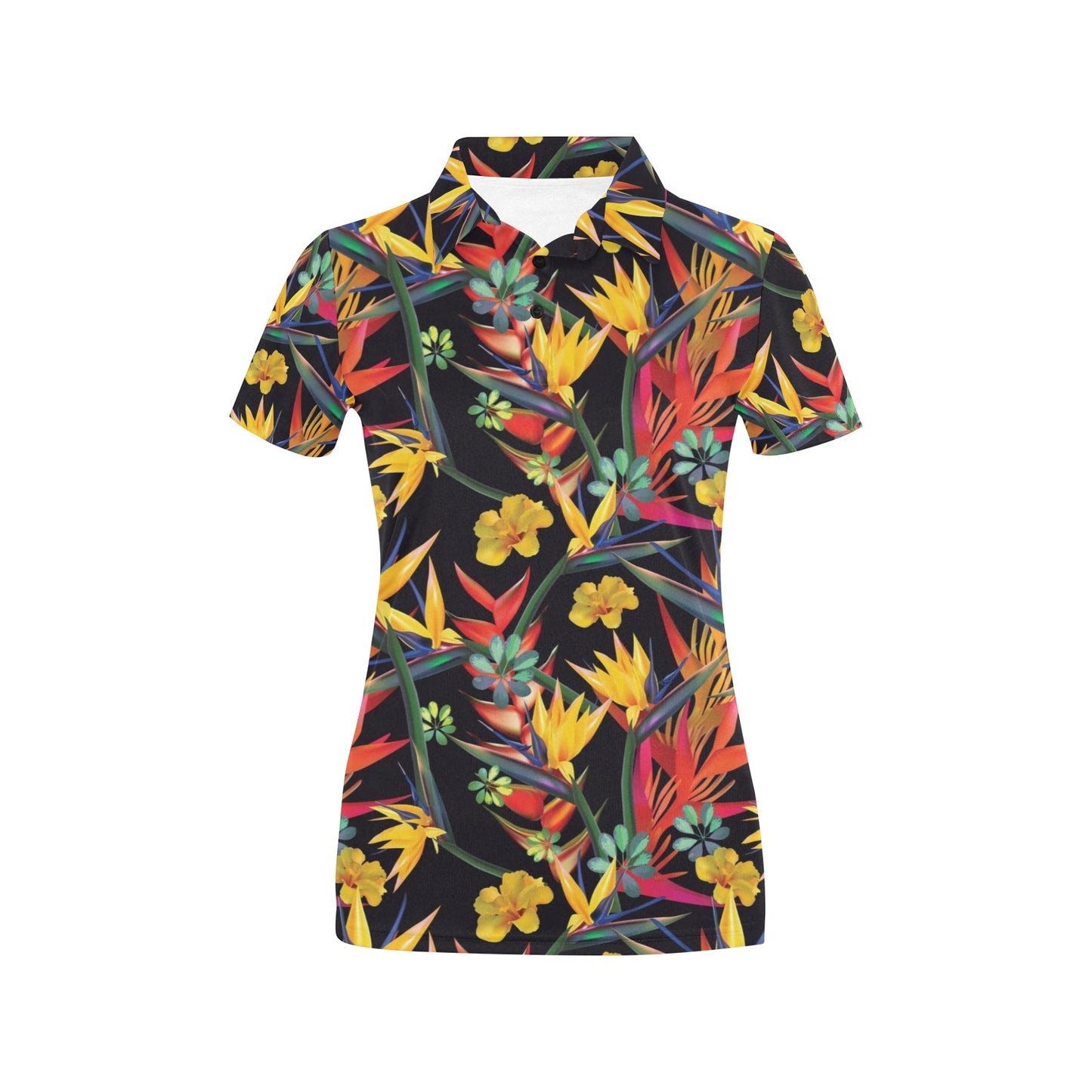 Bird Of Paradise Pattern Print Design BOP016 Women's Polo Shirt