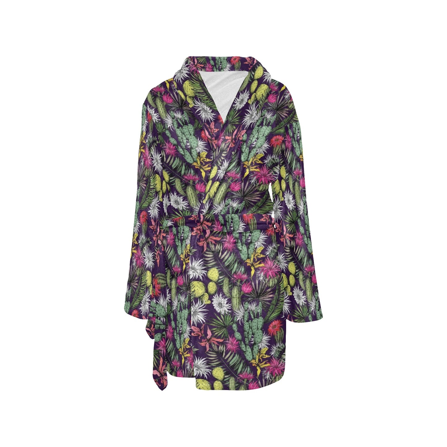 Cactus Pattern Print Design 08 Women's Fleece Robe