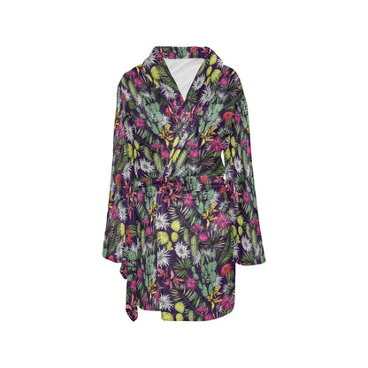 Cactus Pattern Print Design 08 Women's Fleece Robe