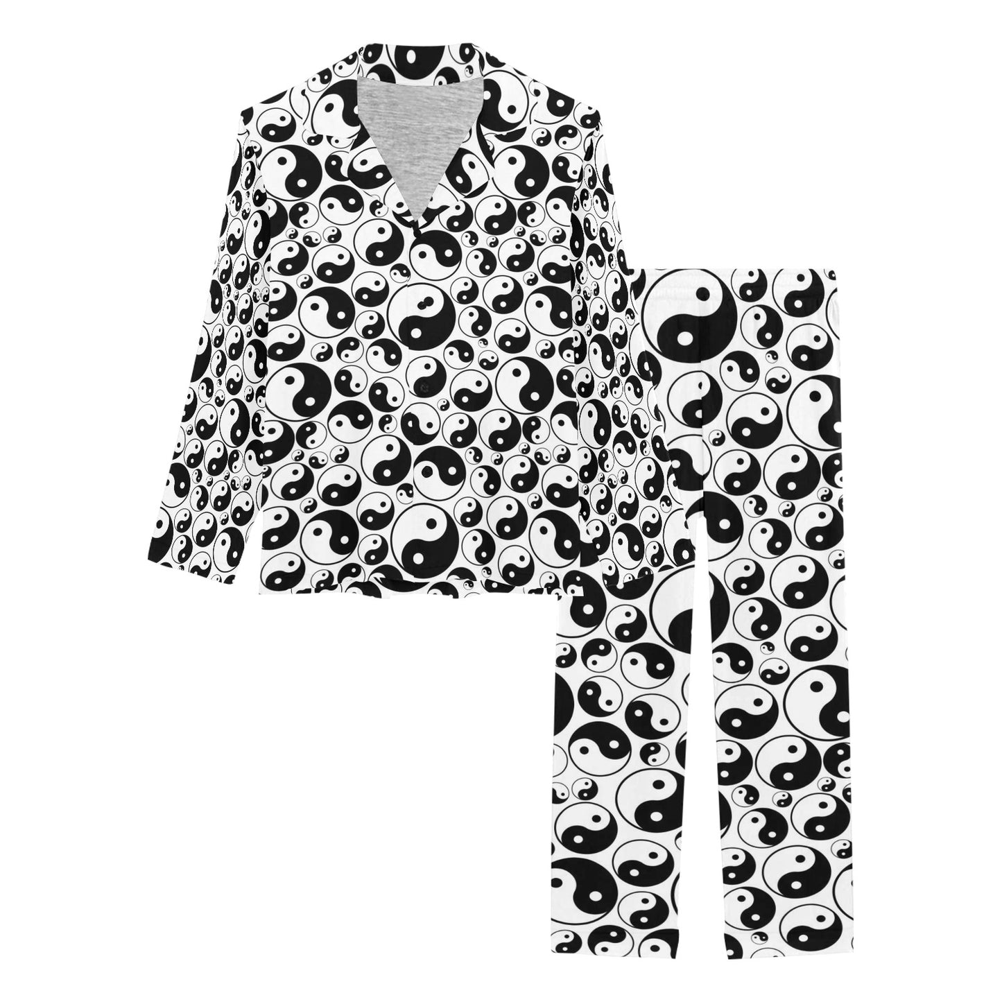 Yin Yang Print Design LKS302 Women's Long Pajama Set