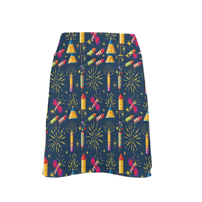 Firework Sparkling Rockets Print Design LKS306 17" Golf & Pickleball Skort with Pockets