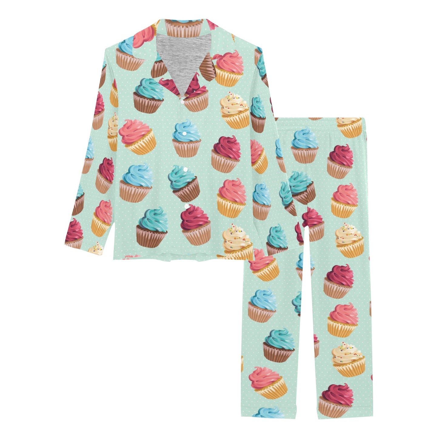 Cupcake Pattern Print Design 01 Women's Long Pajama Set