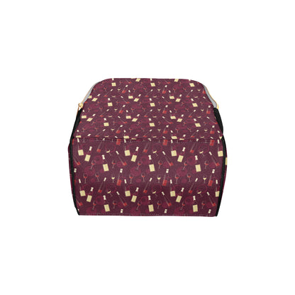 Wine Themed Pattern Print Diaper Bag Backpack