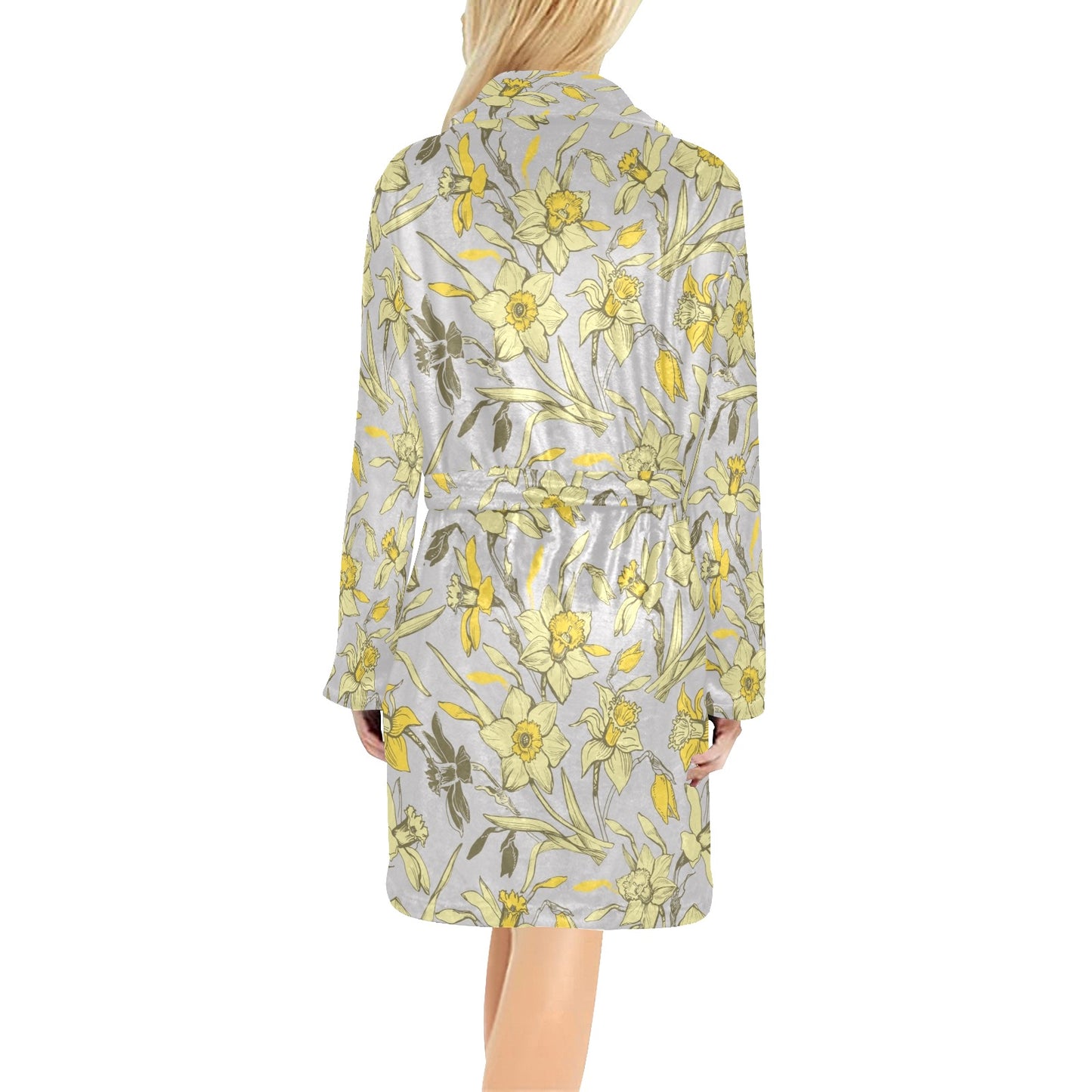 Daffodils Pattern Print Design DF05 Women's Fleece Robe