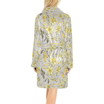 Daffodils Pattern Print Design DF05 Women's Fleece Robe