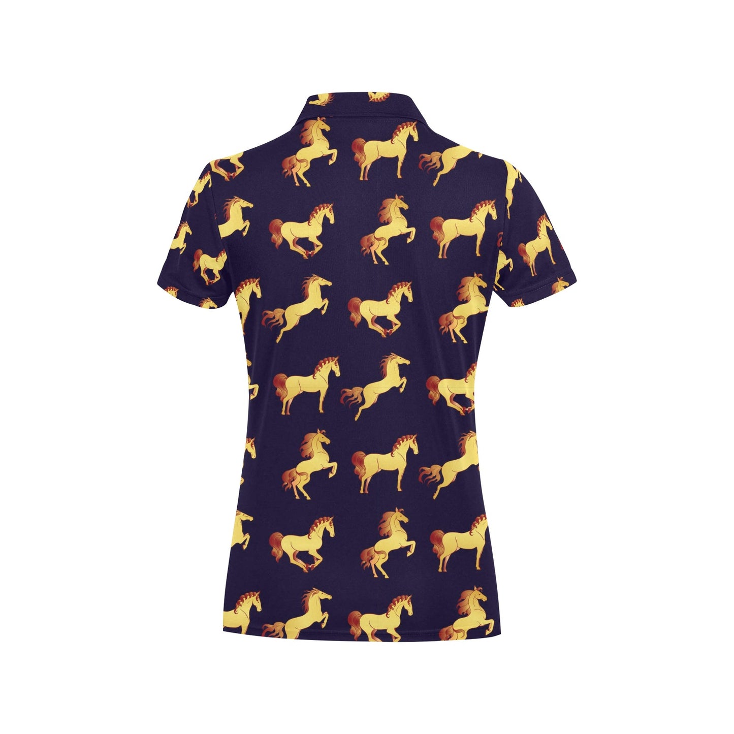 Gold Horse Pattern Women's Polo Shirt