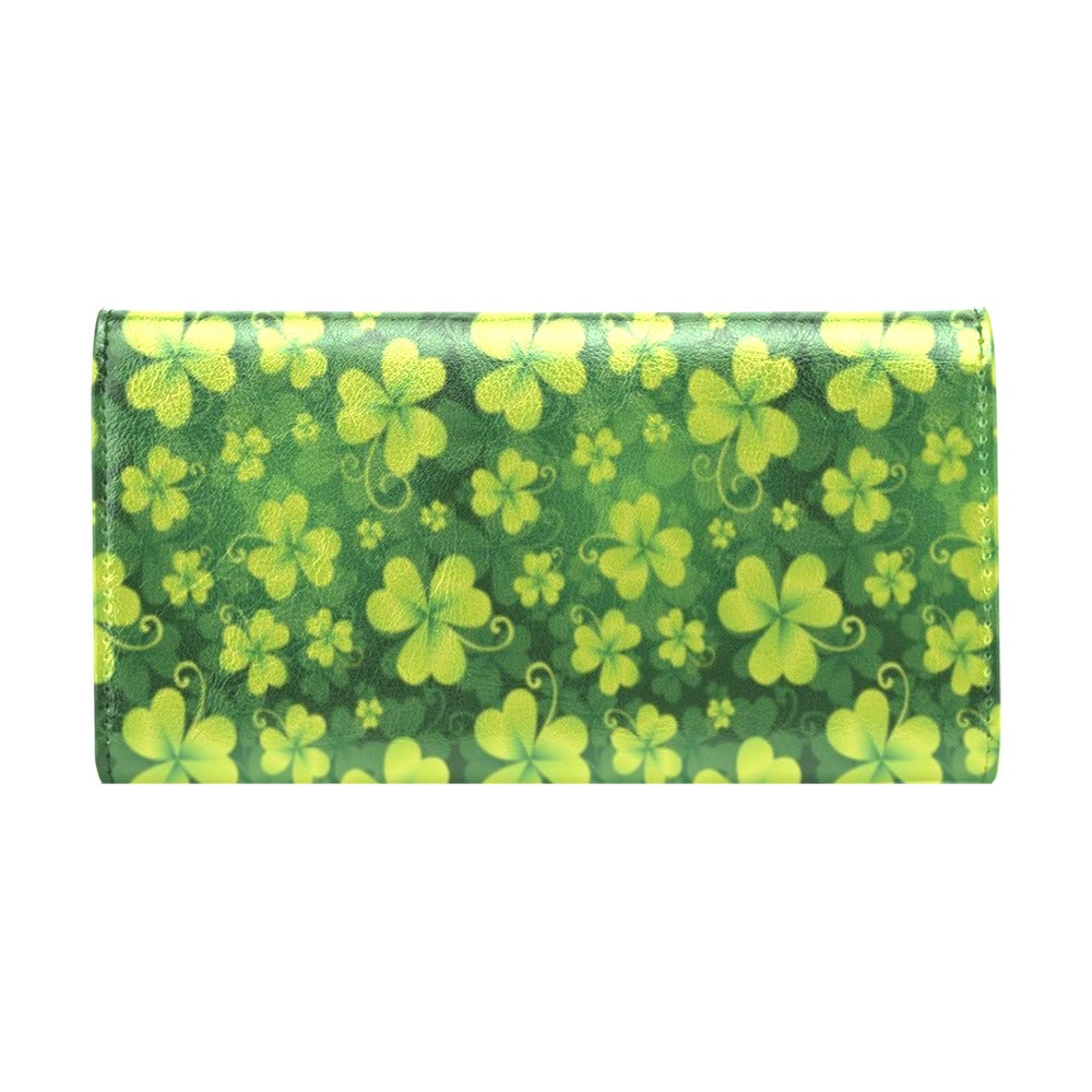 Shamrock Clover Print Women's Trifold Wallet