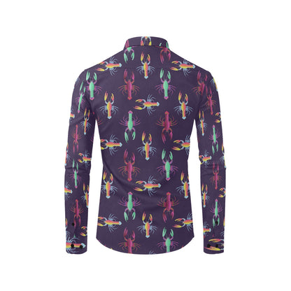 Lobster Print Design LKS402 Men's Long Sleeve Dress Shirt
