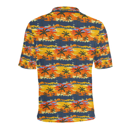 Palm Tree Pattern Print Design PT010 Men Polo Shirt