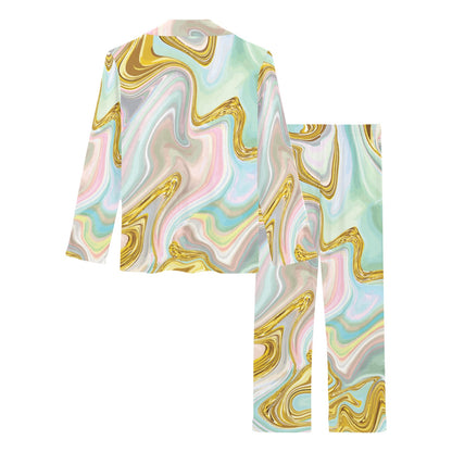 Gold Sweet Marble Women's Long Pajama Set