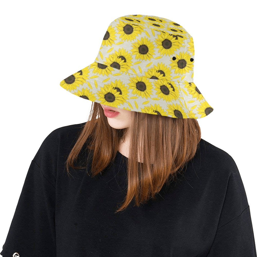 Sunflower Print Design LKS309 Unisex Bucket Hat