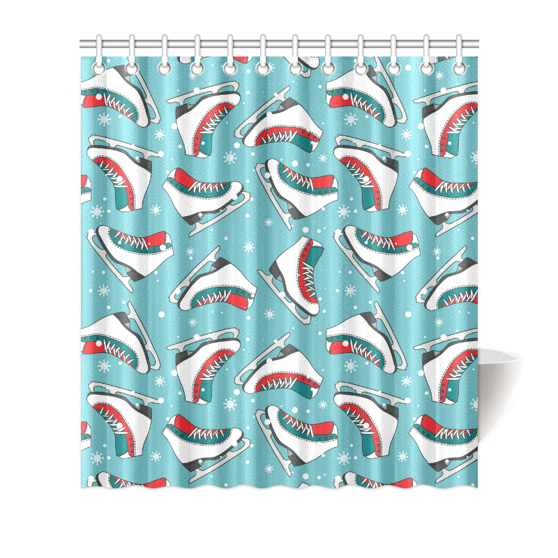Ice Skate Pattern Print Design 03 Shower Curtain