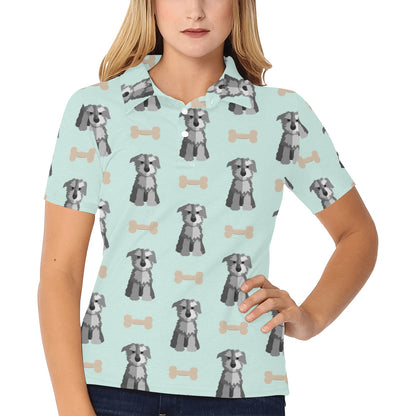 Schnauzers Pattern Print Design A03 Women's Polo Shirt