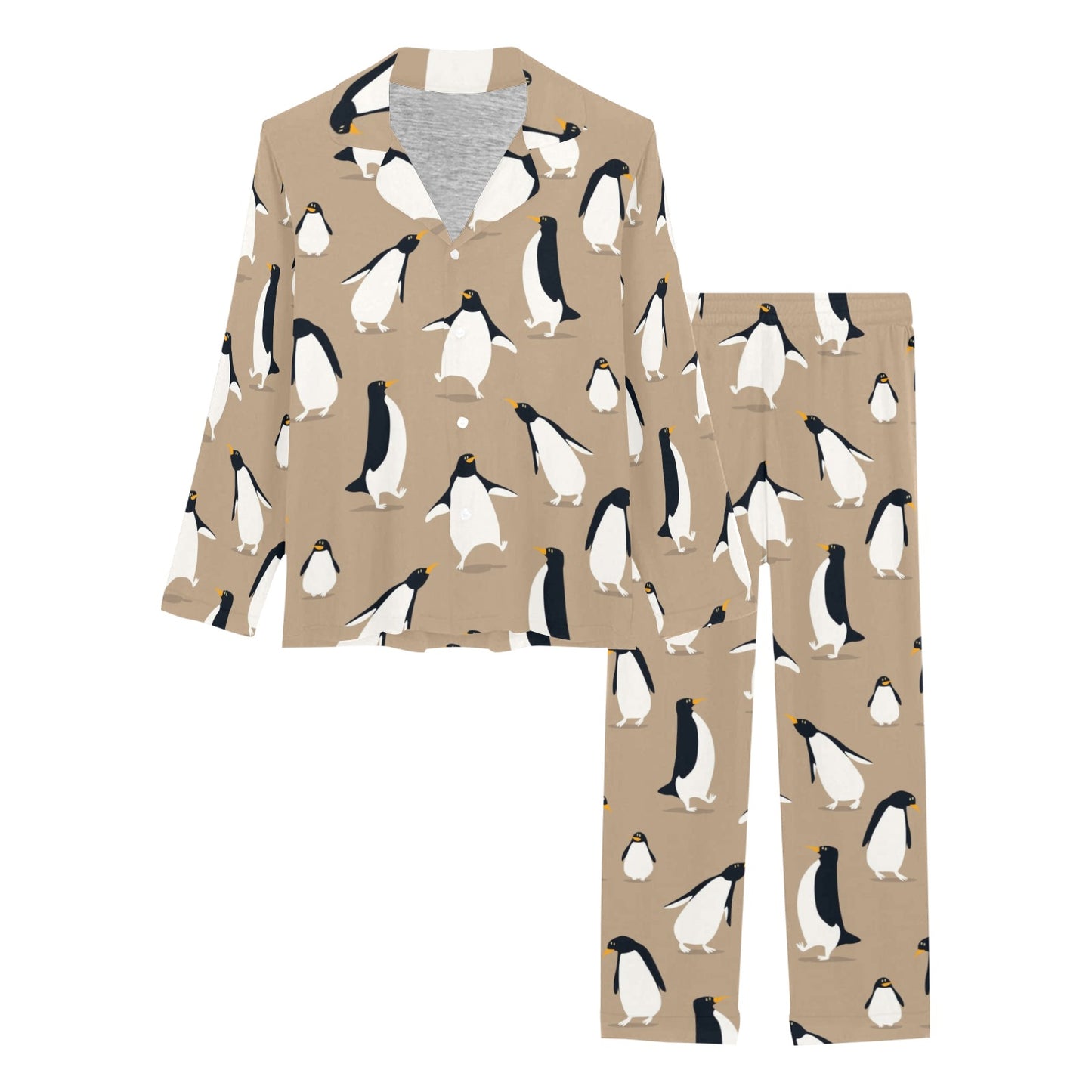 Penguin Pattern Print Design A01 Women's Long Pajama Set