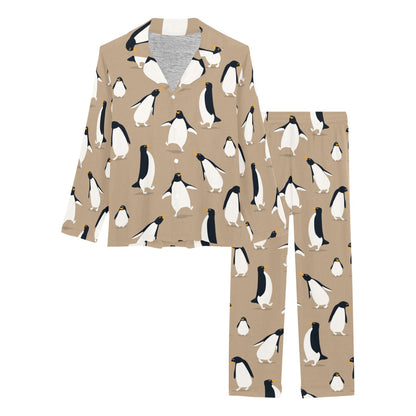 Penguin Pattern Print Design A01 Women's Long Pajama Set