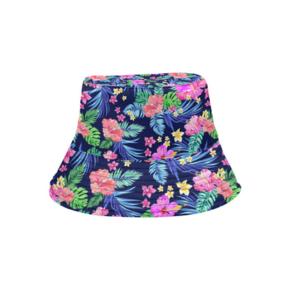 Neon Hibiscus Pattern Print Design HB016 Unisex Bucket Hat