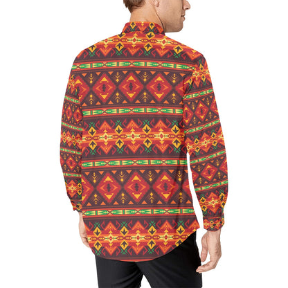 Southwest Pattern Print Design LKS309 Men's Long Sleeve Dress Shirt