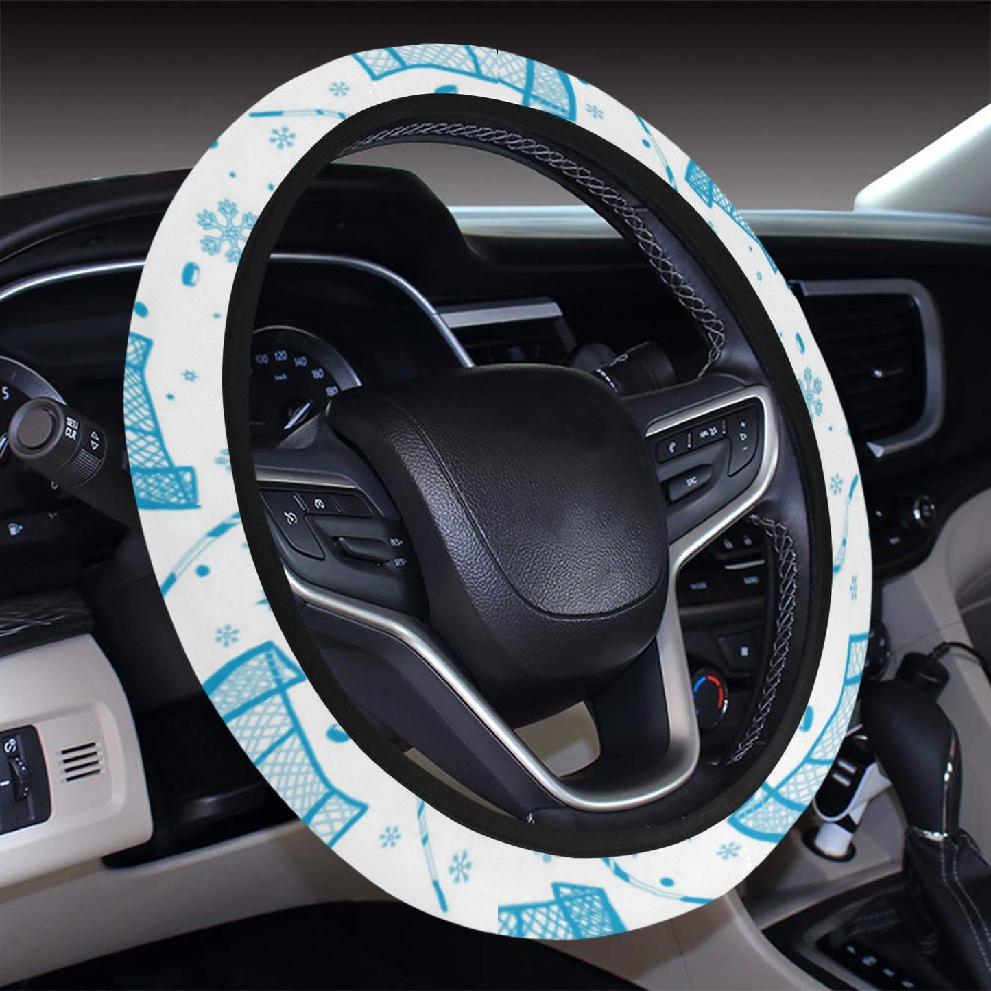 Hockey Print Design LKS303 Steering Wheel Cover with Elastic Edge