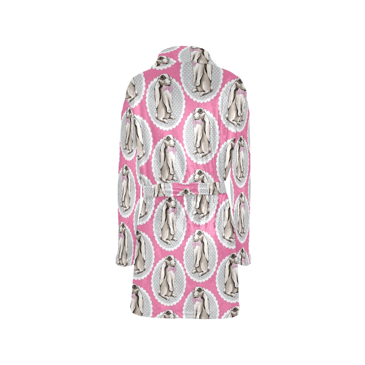 Rabbit Pattern Print Design RB019 Women's Fleece Robe