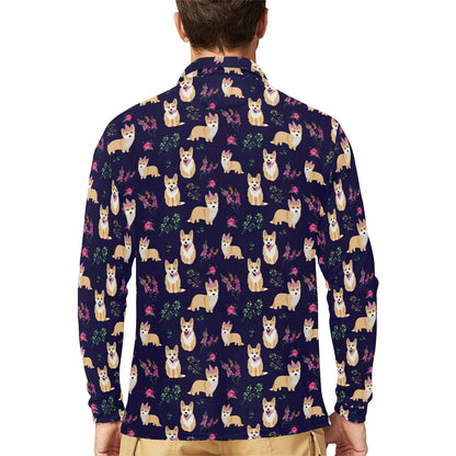 Pembroke Welsh Corgis Pattern Print Design A06 Long Sleeve Polo Shirt For Men's