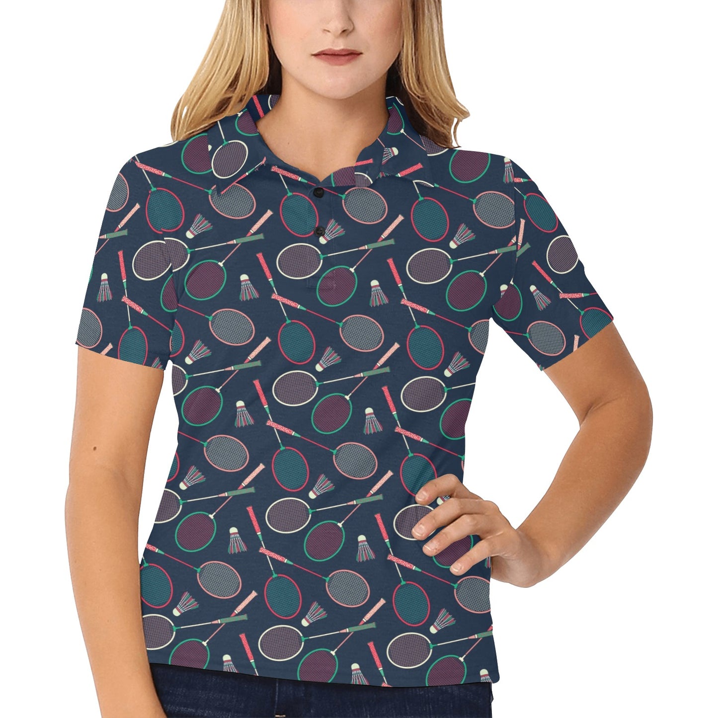 Badminton Pattern Print Design 03 Women's Polo Shirt