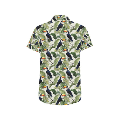 Toucan Print Design LKS308 Men Short Sleeve Button Up Shirt